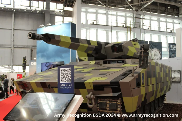 KF41 Lynx, розроблена німецькою компанією Rheinmetall Defence, є універсальною бойовою машиною піхоти (БМП) із сімейства гусеничних броньованих машин Lynx
