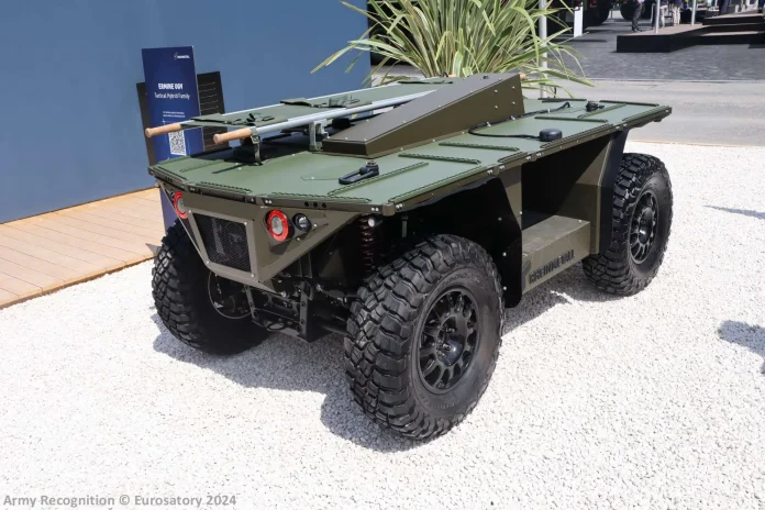 Ermine UGV схожий на більшість технічних характеристик із квадроциклом, але не має поперечної дуги, що призводить до висоти 1100 мм. (Джерело зображення: Army Recognition)