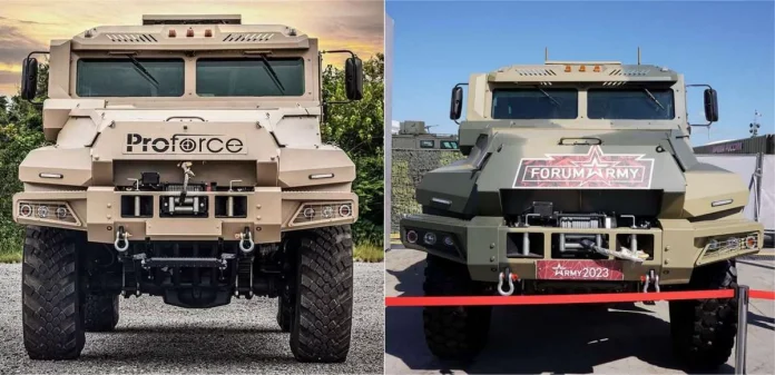 При більш детальному розгляді PF Hulk виглядає як ліцензійне виробництво в Нігерії російського MRAP AMN-590951, відомого як Spartak, оскільки PF Hulk і Spartak разюче схожі. (Джерело фото: Proforce та Віталій Кузьмін)