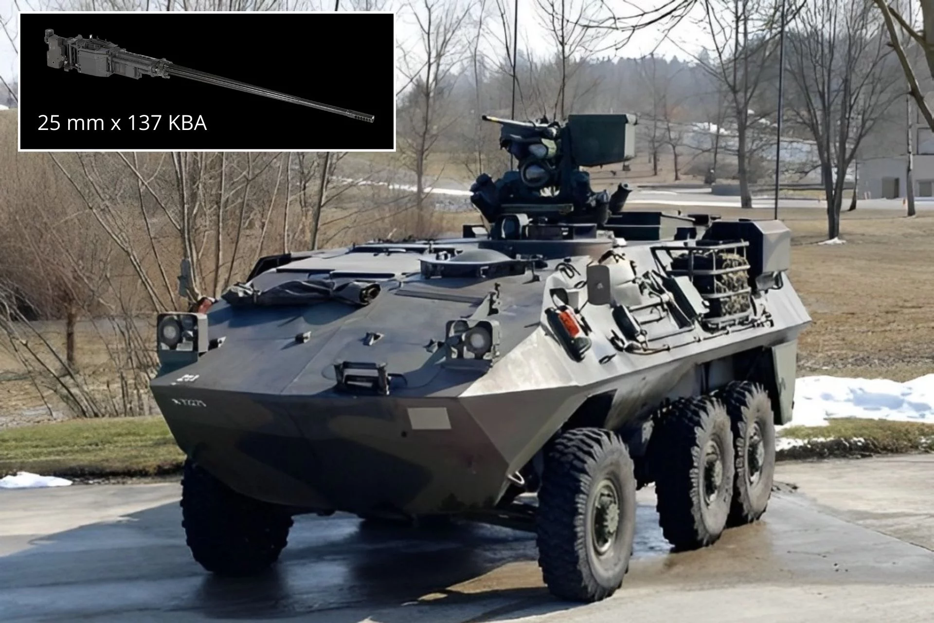 Korsak може бути оснащений 25-мм автоматичною гарматою KBA від Rheinmetall, інтегрованою в стабілізовану башту Valhalla Turrets (Джерело зображення: Міністерство оборони Швейцарії)