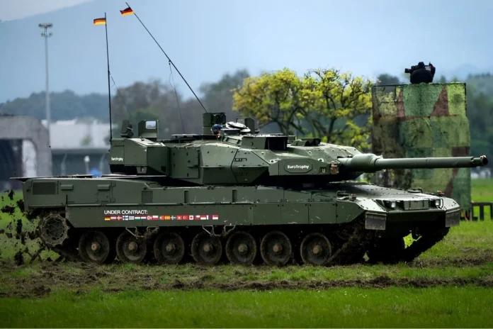 Leopard 2A7 з APS Trophy, продемонстрований під час Днів НАТО у вересні 2023 року (Джерело фото: EuroTrophy)