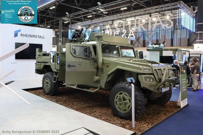 FEINDEF 2025: Rheinmetall дебютує з рішенням для вогневої підтримки наступного покоління — мінометною системою Dual EIMOS на тактичній машині VAMTAC. (Джерело зображення: Army Recognition Group)