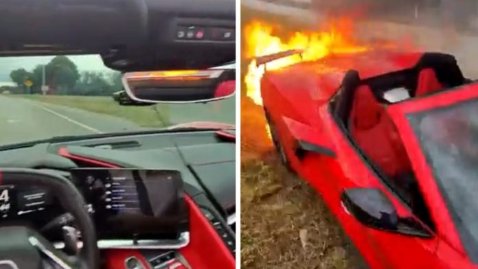 Епічне відео: водій зафільмував мить, коли його Chevrolet Corvette спалахнув під час руху