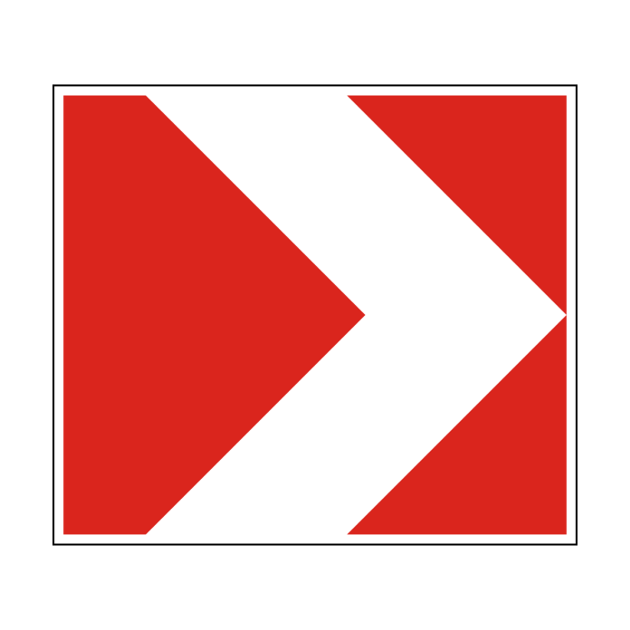 Знак 1.4.6 «Напрямок повороту (мініатюрна, праворуч)» Знак 1.4.6 «Напрямок повороту (мініатюрна, праворуч)»