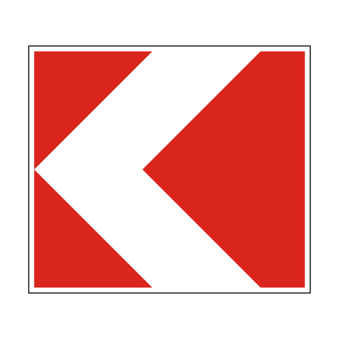Знак 1.4.7 «Напрямок повороту (мініатюрна, ліворуч)» Знак 1.4.7 «Напрямок повороту (мініатюрна, ліворуч)»