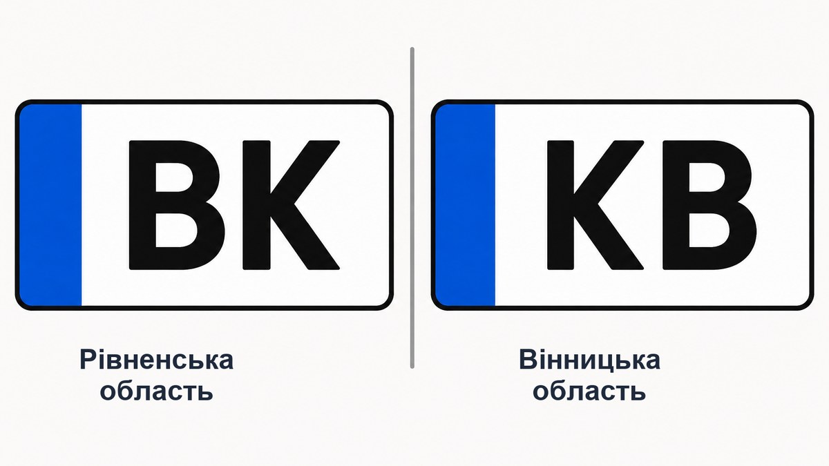 Порівняння кодів ВК і КВ: Рівненська і Вінницька області